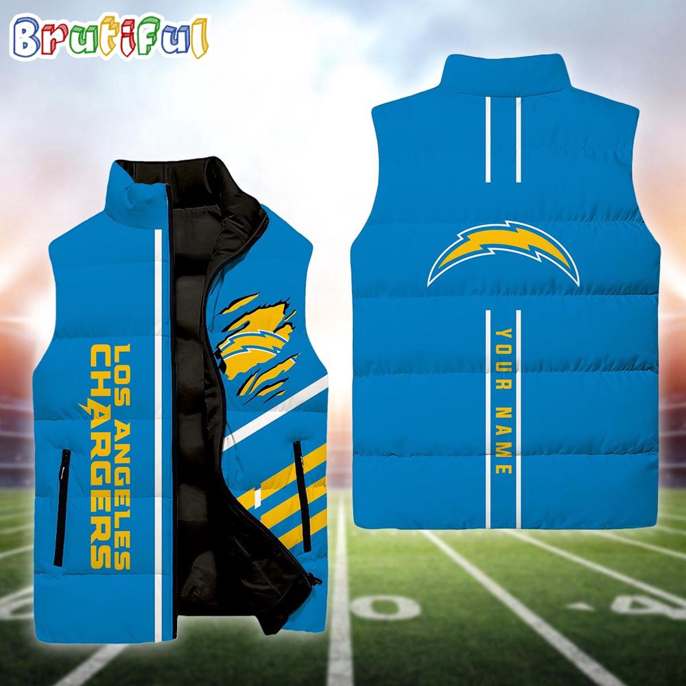 Sportswearmerch Los Angeles Chargers NFL Personalized Sleeveless Down Puffer Jacket For Fan