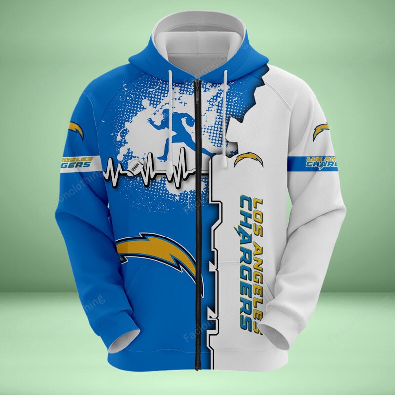 Sportswearmerch Los Angeles Chargers NFL Personalized Zip Hoodie For Fan
