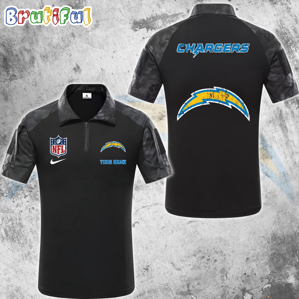 Sportswearmerch Los Angeles Chargers NFL Personalized Zip Polo Shirt For Fan