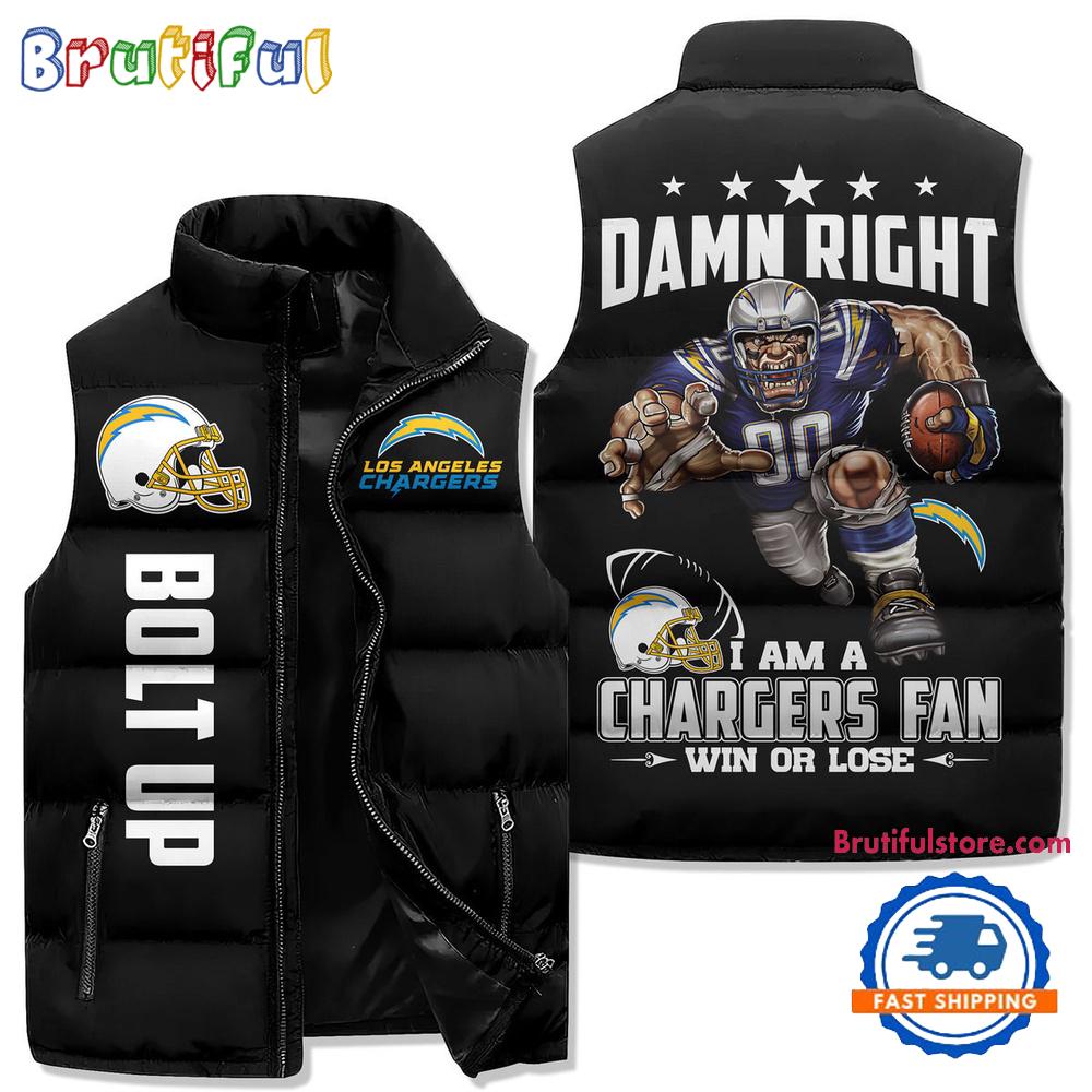 Sportswearmerch Los Angeles Chargers NFL Sleeveless Puffer Jacket For Fan