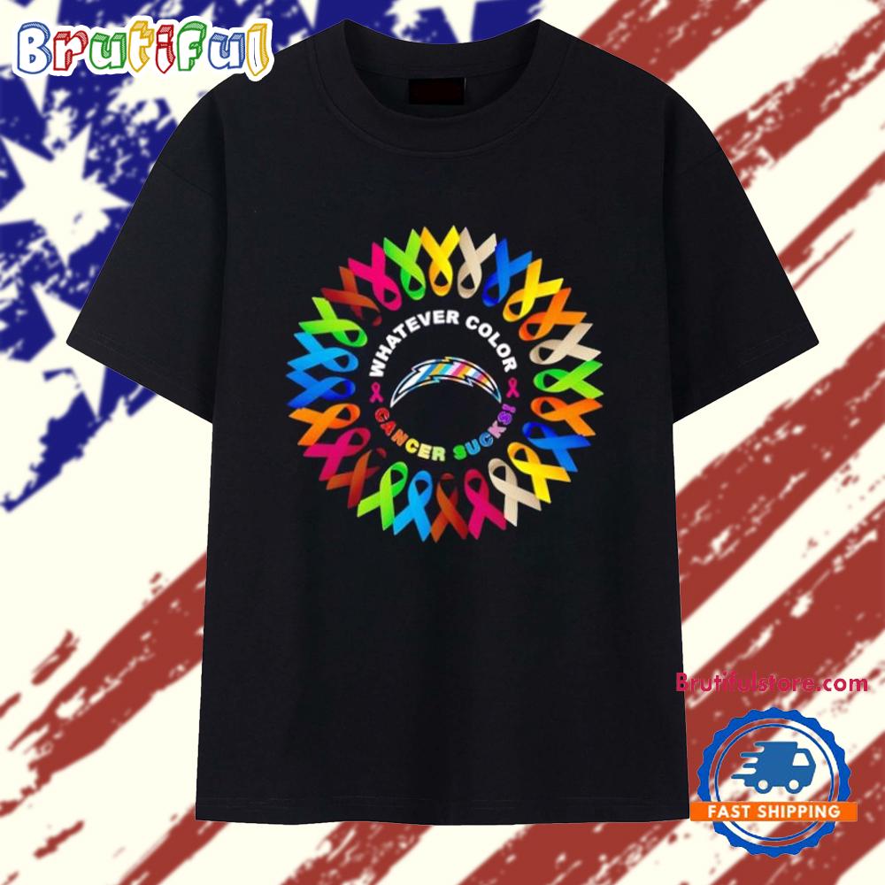 Sportswearmerch Los Angeles Chargers NFL Whatever Color Cancer Sucks T Shirt For Fan