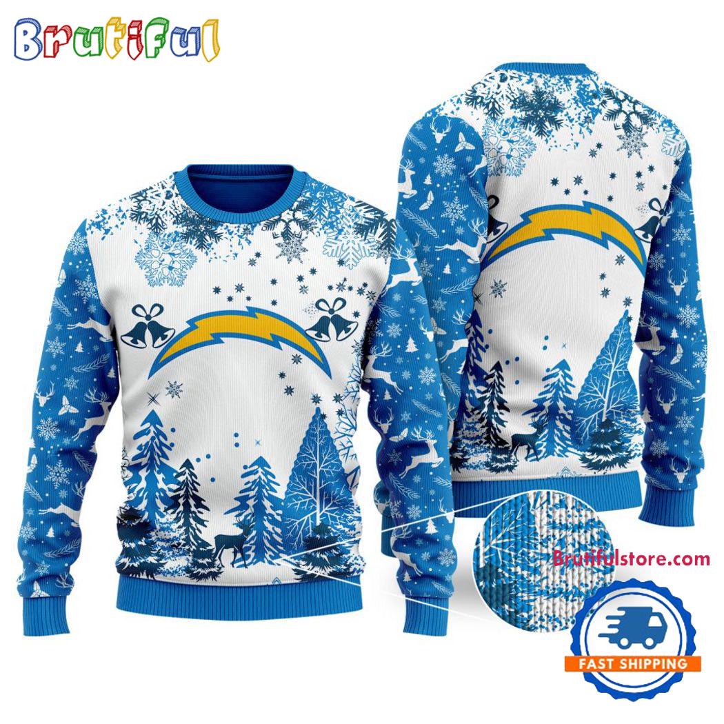 Sportswearmerch Los Angeles Chargers NFL Xmas Tree Christmas Sweater For Fan