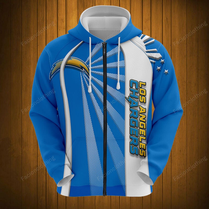Sportswearmerch Los Angeles Chargers NFL Zip Hoodie Personalized For Fan