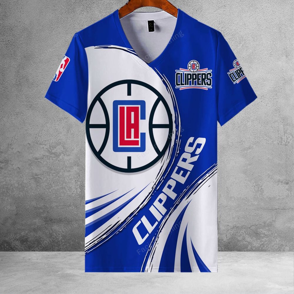 Sportswearmerch Los Angeles Clippers NBA Personalized V-neck Women T-shirt For Fan