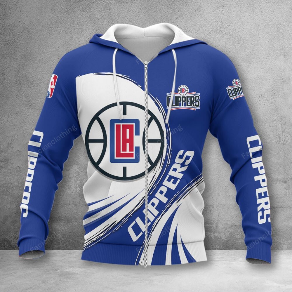 Sportswearmerch Los Angeles Clippers NBA Personalized Zip Hoodie For Fan