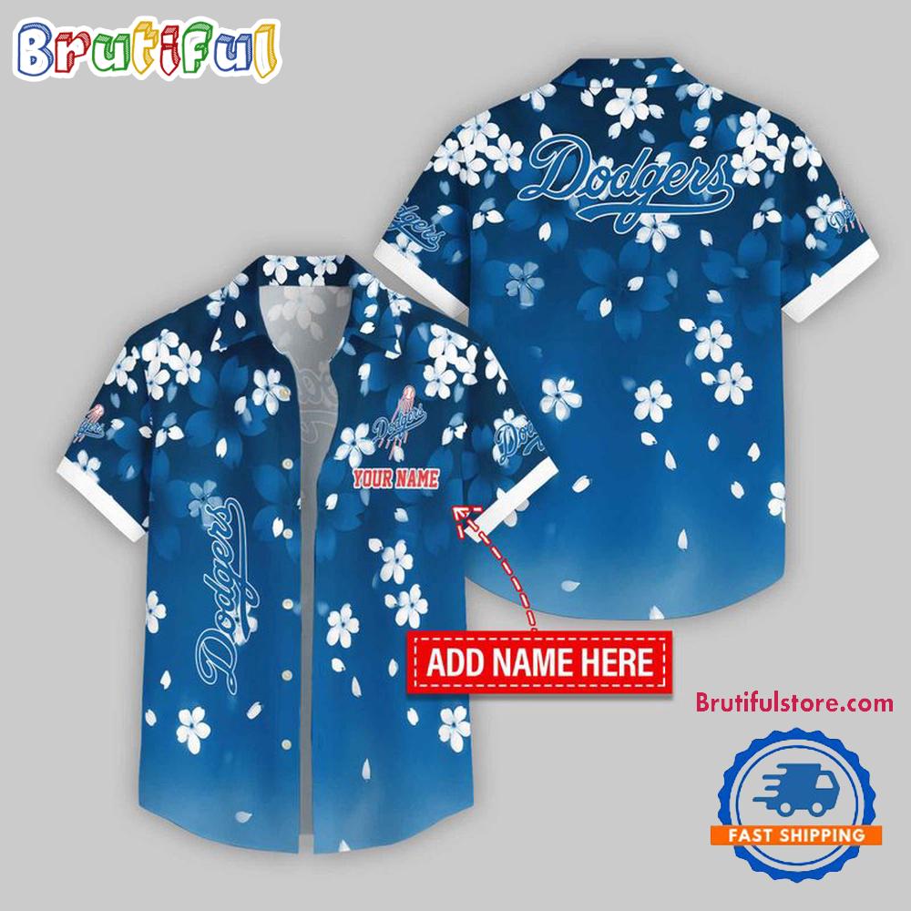 Sportswearmerch Los Angeles Dodgers MLB Five-petaled Flower Pattern Personalized Hawaiian Shirt For Fan