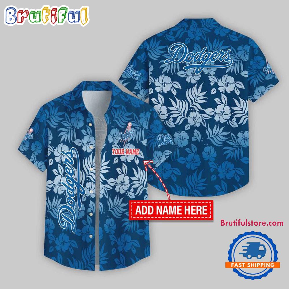 Sportswearmerch Los Angeles Dodgers MLB Night Flower Pattern Personalized Personalized Hawaiian Shirt For Fan