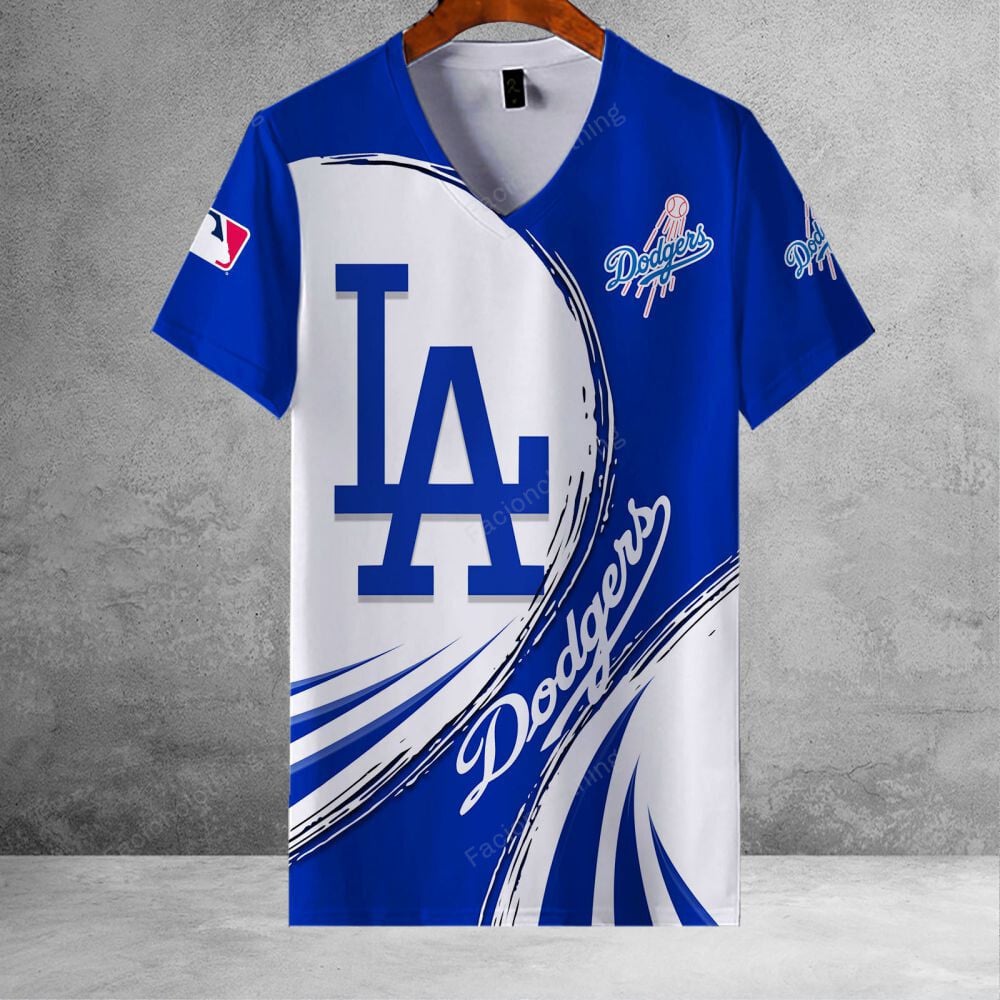 Sportswearmerch Los Angeles Dodgers MLB Personalized V-neck Women T-shirt For Fan