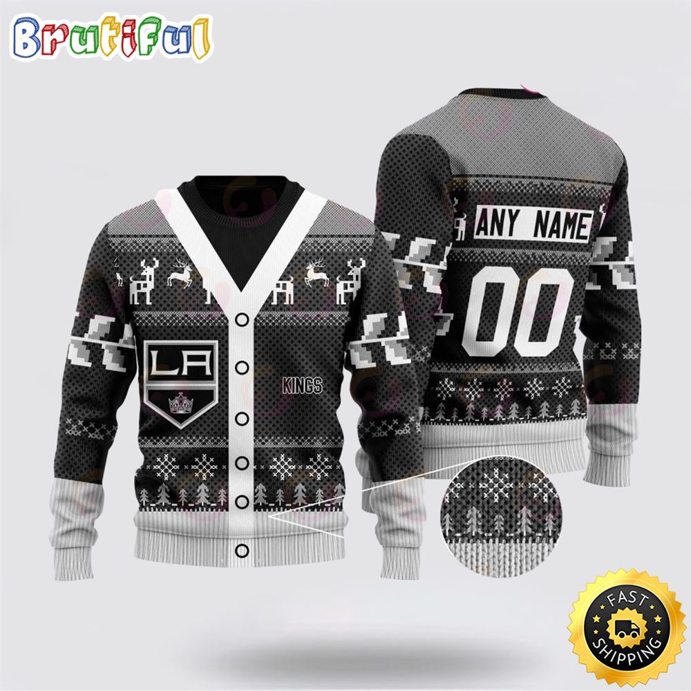 Sportswearmerch Los Angeles Kings NHL Elk Pattern Personalized Christmas Sweater For Fan