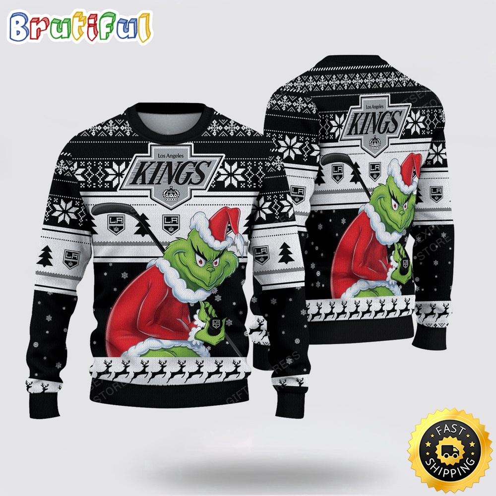 Sportswearmerch Los Angeles Kings NHL Sweater Grinch Personalized Christmas Sweater For Fan