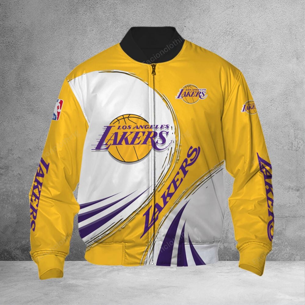 Sportswearmerch Los Angeles Lakers NBA Personalized Bomber Jacket For Fan