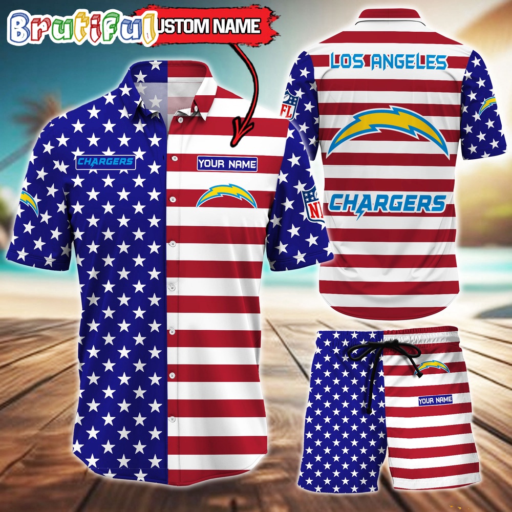 Sportswearmerch Los Angeles Rams NFL American Flag Personalized Set Short Set For Fan