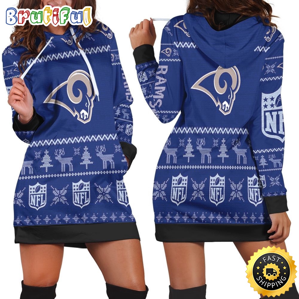 Sportswearmerch Los Angeles Rams NFL Christmas Hoodie Dress For Fan