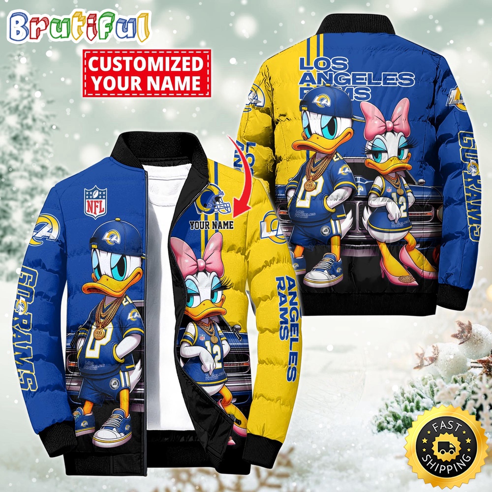 Sportswearmerch Los Angeles Rams NFL Donald Duck Puffer Jacket For Fan