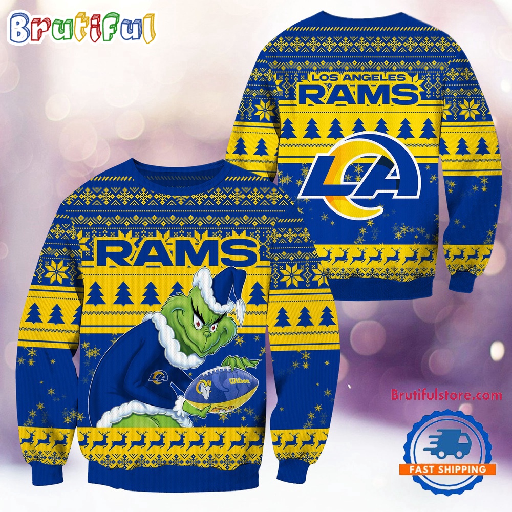 Sportswearmerch Los Angeles Rams NFL Football Grinch Christmas Sweater For Fan