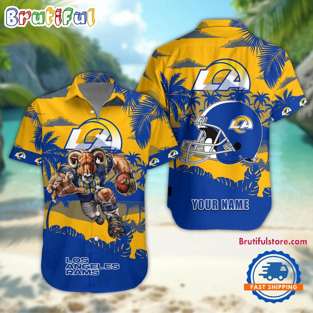 Sportswearmerch Los Angeles Rams NFL Football Mascot Summer Personalized Hawaiian Shirt For Fan