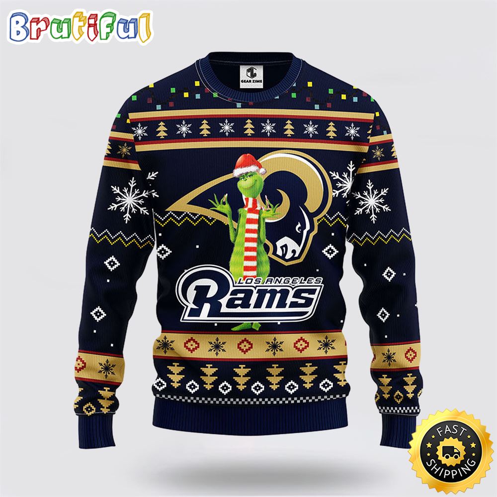 Sportswearmerch Los Angeles Rams NFL Funny Grinch Ugly Christmas Sweater For Fan
