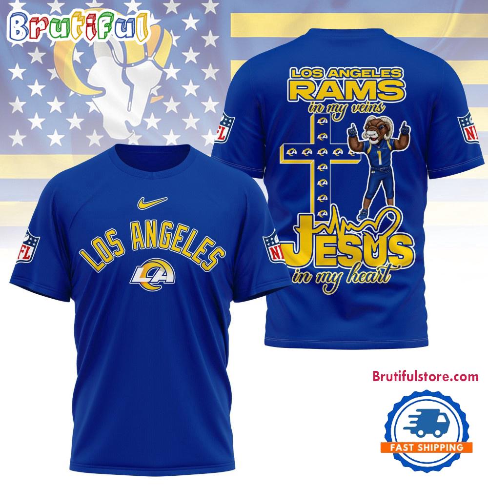 Sportswearmerch Los Angeles Rams NFL In My Veins In My Heart T-Shirt For Fan