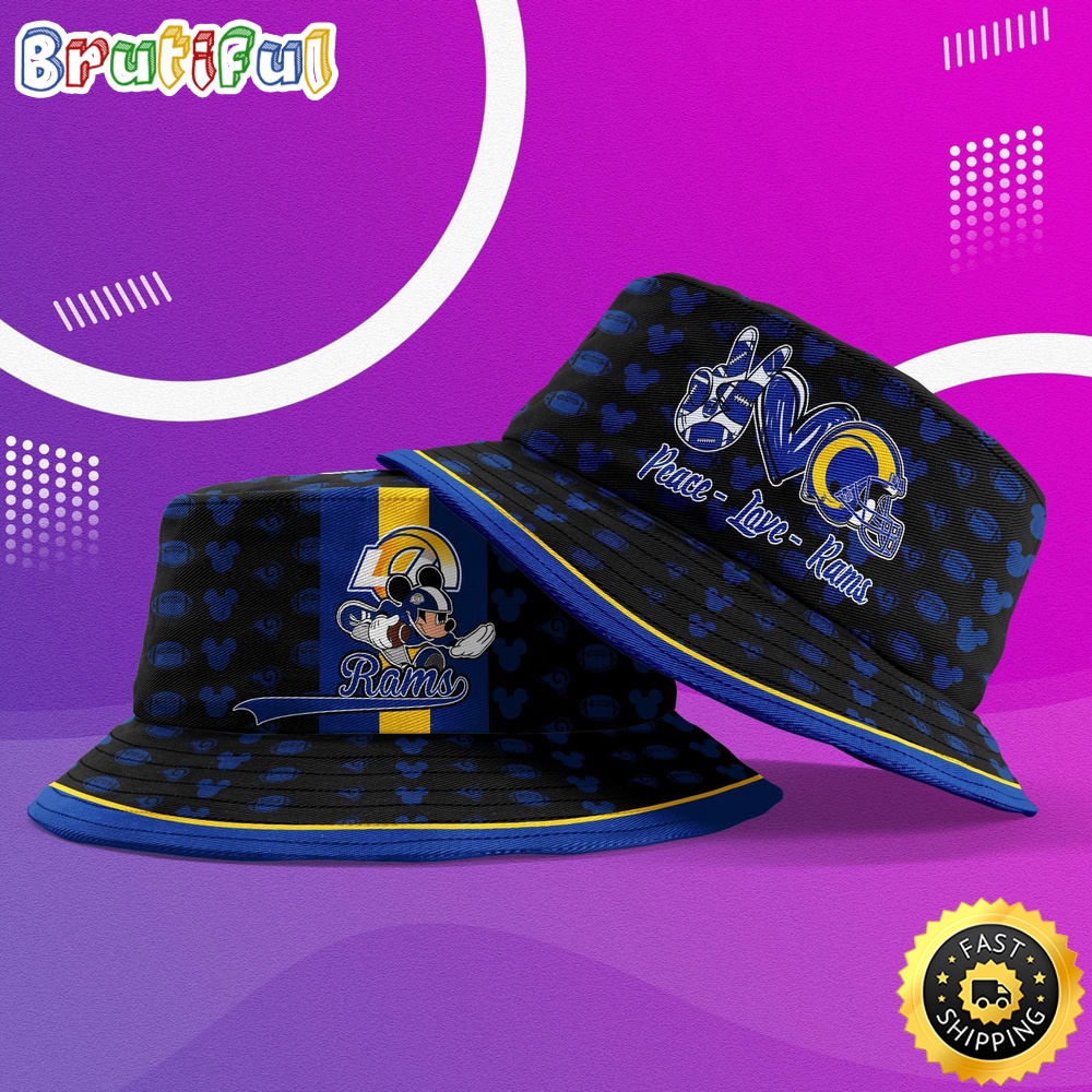 Sportswearmerch Los Angeles Rams NFL Mickey Mouse Personalized Bucket Hat For Fan