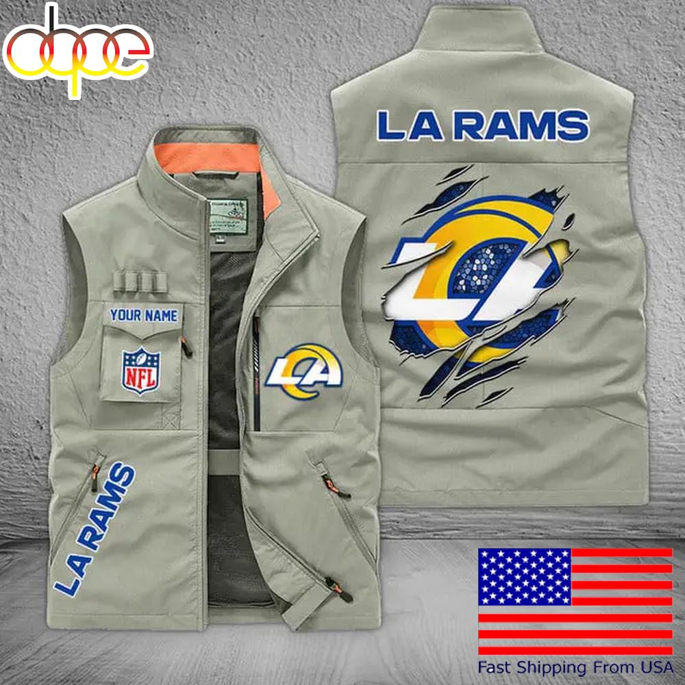 Sportswearmerch Los Angeles Rams NFL On Back Personalized Pocket Vest For Fan