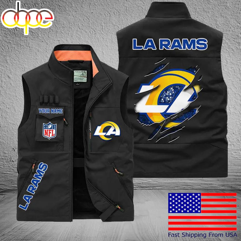 Sportswearmerch Los Angeles Rams NFL On Back Personalized Pocket Vest For Fan