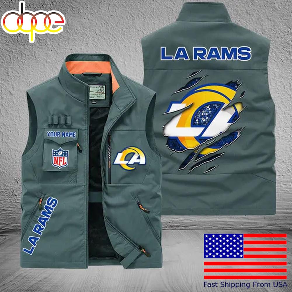 Sportswearmerch Los Angeles Rams NFL On Back Personalized Pocket Vest For Fan