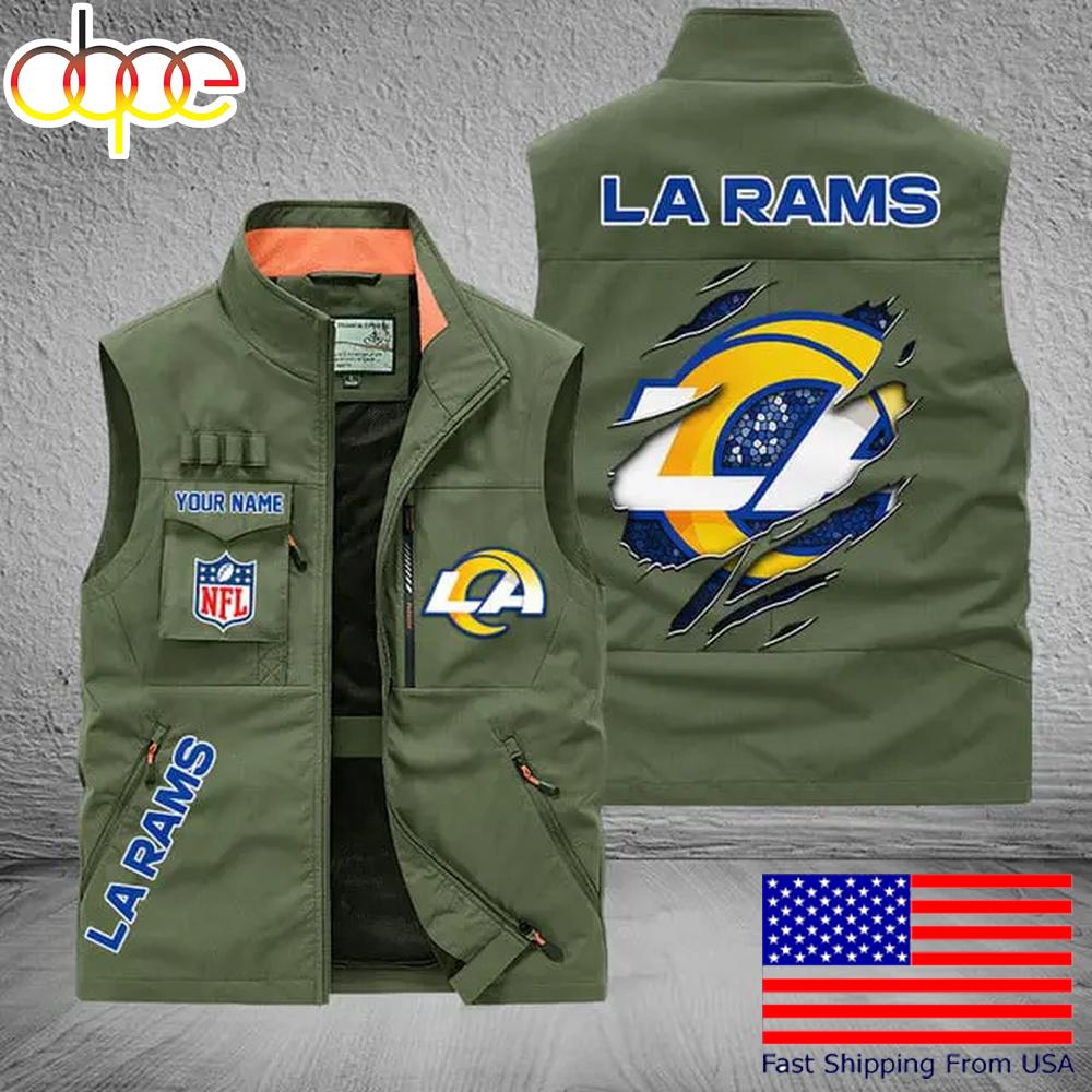 Sportswearmerch Los Angeles Rams NFL On Back Personalized Pocket Vest For Fan