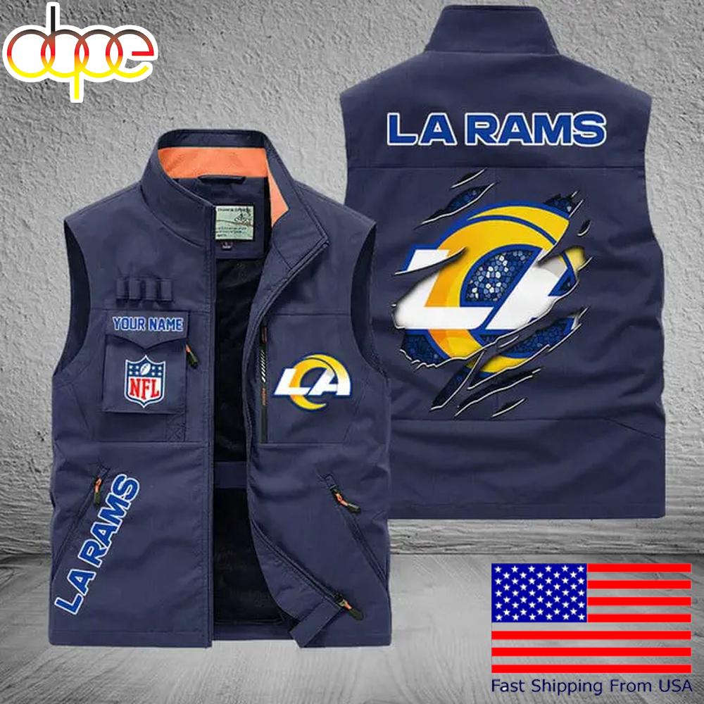 Sportswearmerch Los Angeles Rams NFL On Back Personalized Pocket Vest For Fan