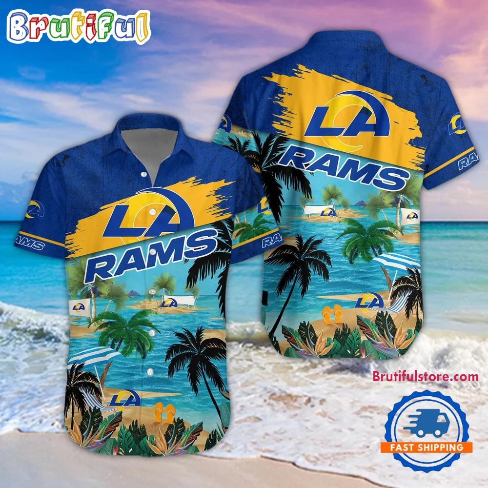 Sportswearmerch Los Angeles Rams NFL Palm Tree Summer Beach Personalized Hawaiian Shirt For Fan