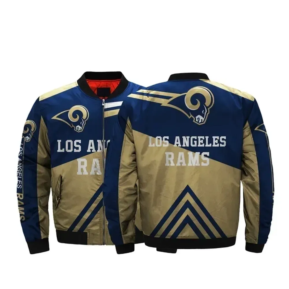 Sportswearmerch Los Angeles Rams NFL Pattern Fullprint Bomber Jacket For Fan