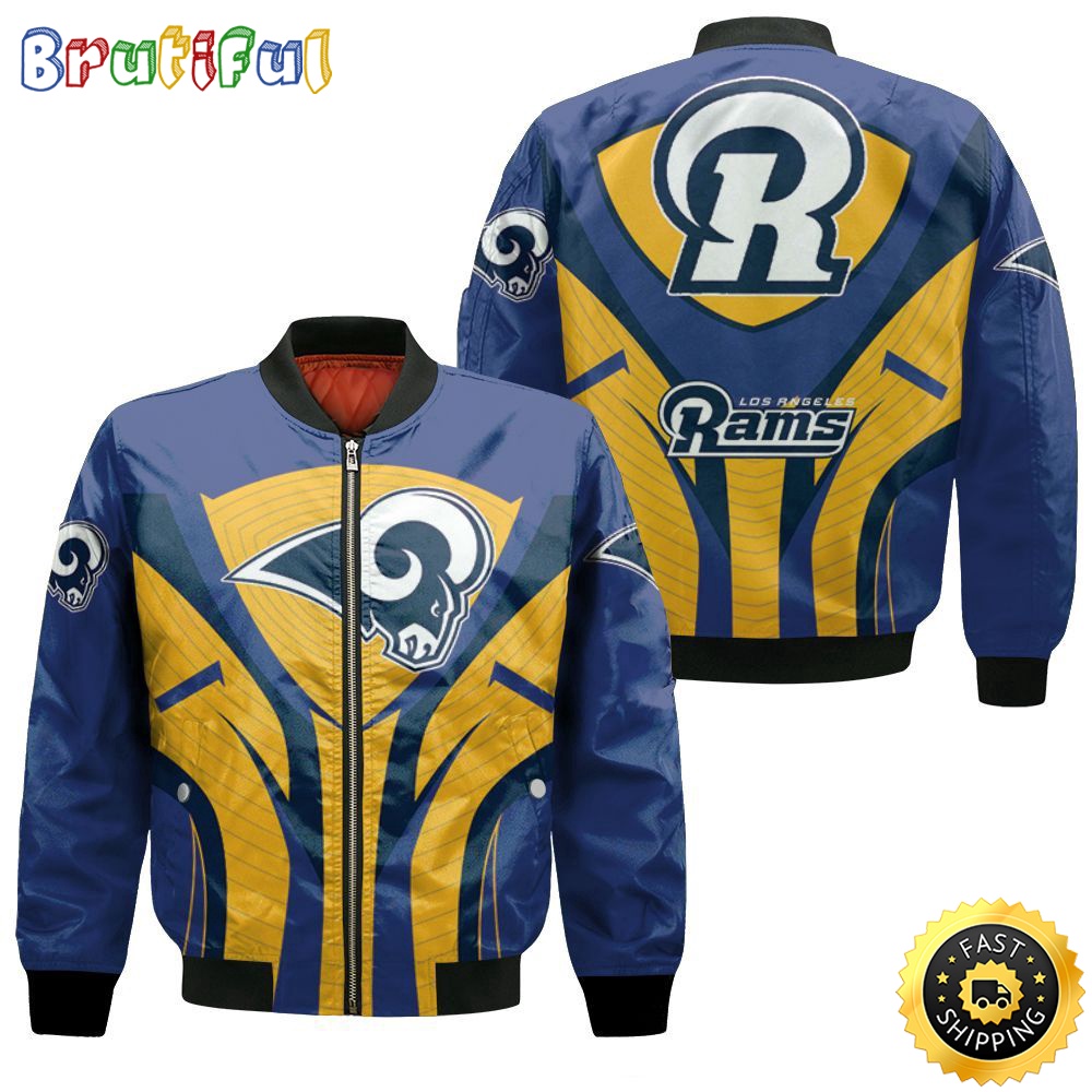 Sportswearmerch Los Angeles Rams NFL Personalized Bomber Jacket Mascot For Rams For Fan