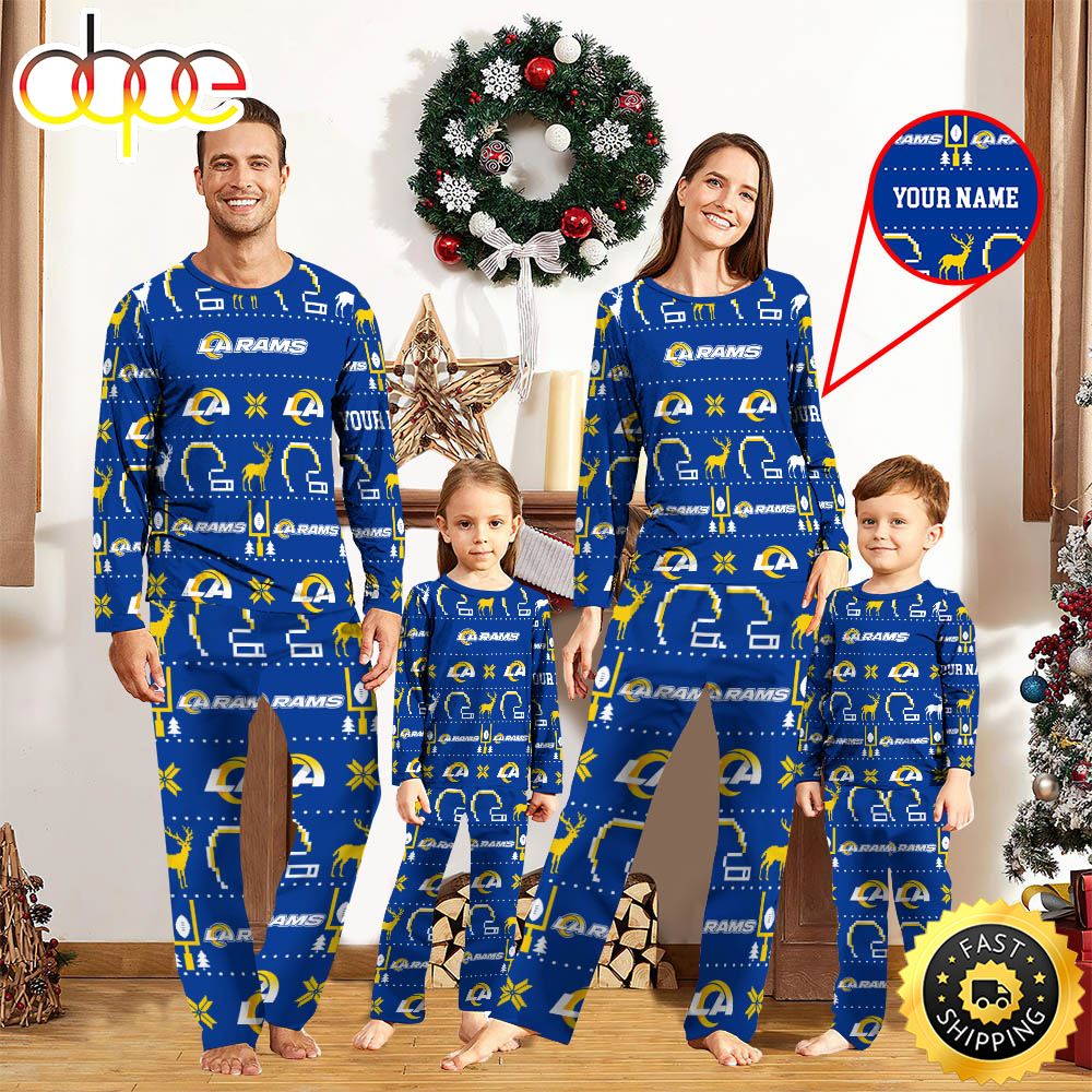 Sportswearmerch Los Angeles Rams NFL Personalized Pajamas Family For Fan