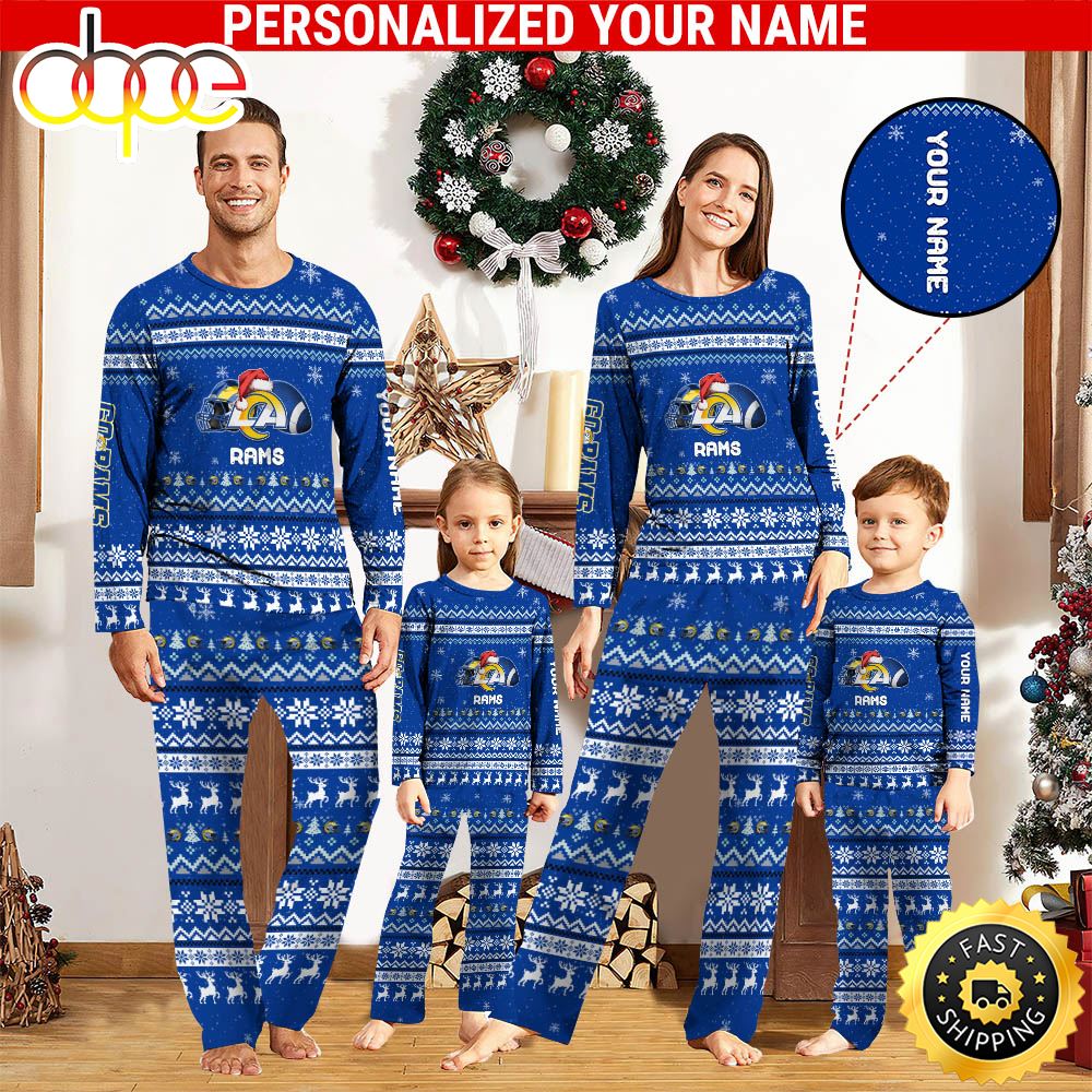 Sportswearmerch Los Angeles Rams NFL Personalized Pajamas Family For Fan