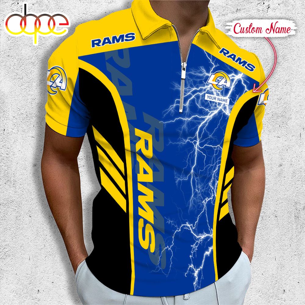 Sportswearmerch Los Angeles Rams NFL Personalized Zip Polo Shirt For Fan