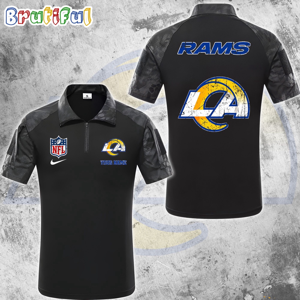 Sportswearmerch Los Angeles Rams NFL Personalized Zip Polo Shirt For Fan