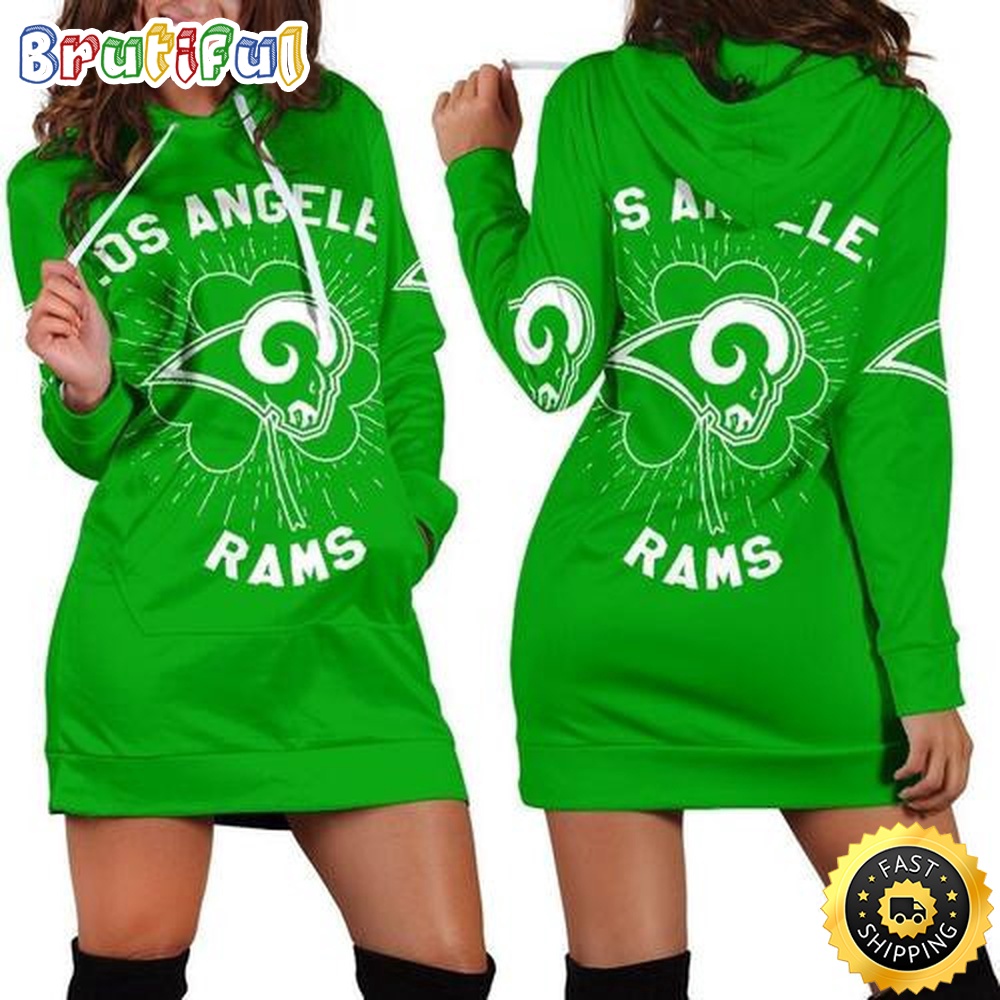 Sportswearmerch Los Angeles Rams NFL St Patricks Day Hoodie Dress For Fan