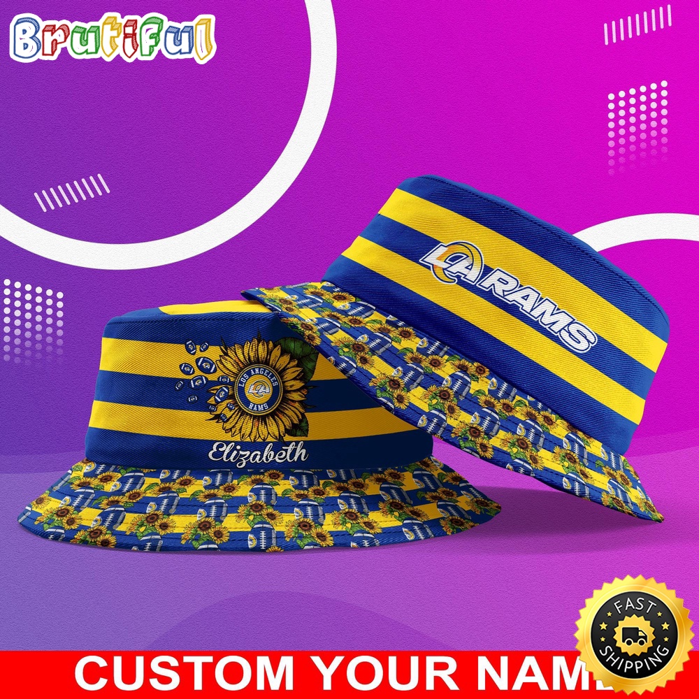 Sportswearmerch Los Angeles Rams NFL Sunflower Personalized Bucket Hat For Fan