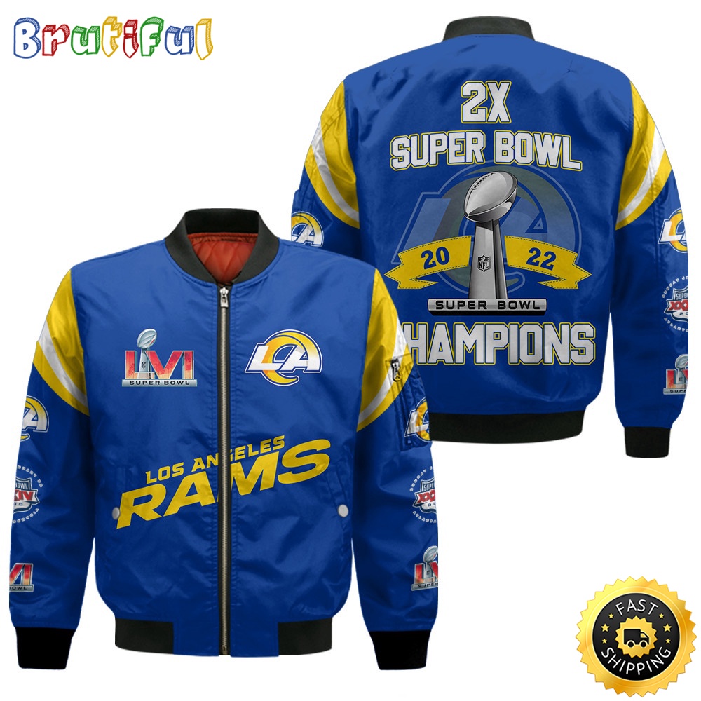 Sportswearmerch Los Angeles Rams NFL Super Bowl Champions Personalized Bomber Jacket For Fan