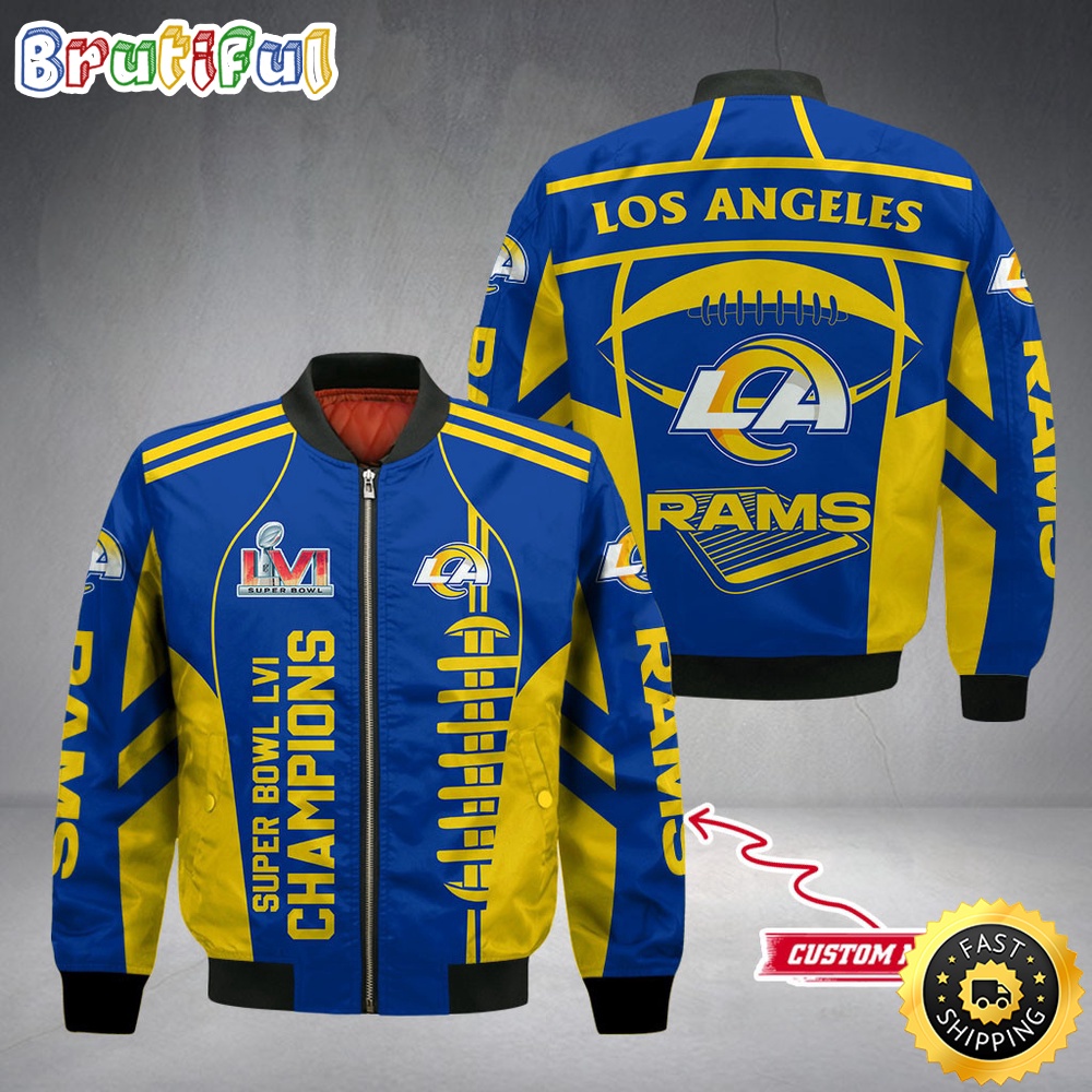 Sportswearmerch Los Angeles Rams NFL Super Bowl LVI Champions Personalized Bomber Jacket For Fan