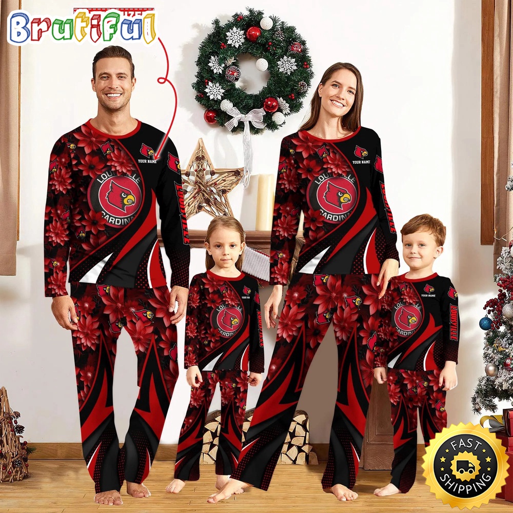 Sportswearmerch Louisville Cardinals NCAA Flower Personalized Pajamas Family For Fan