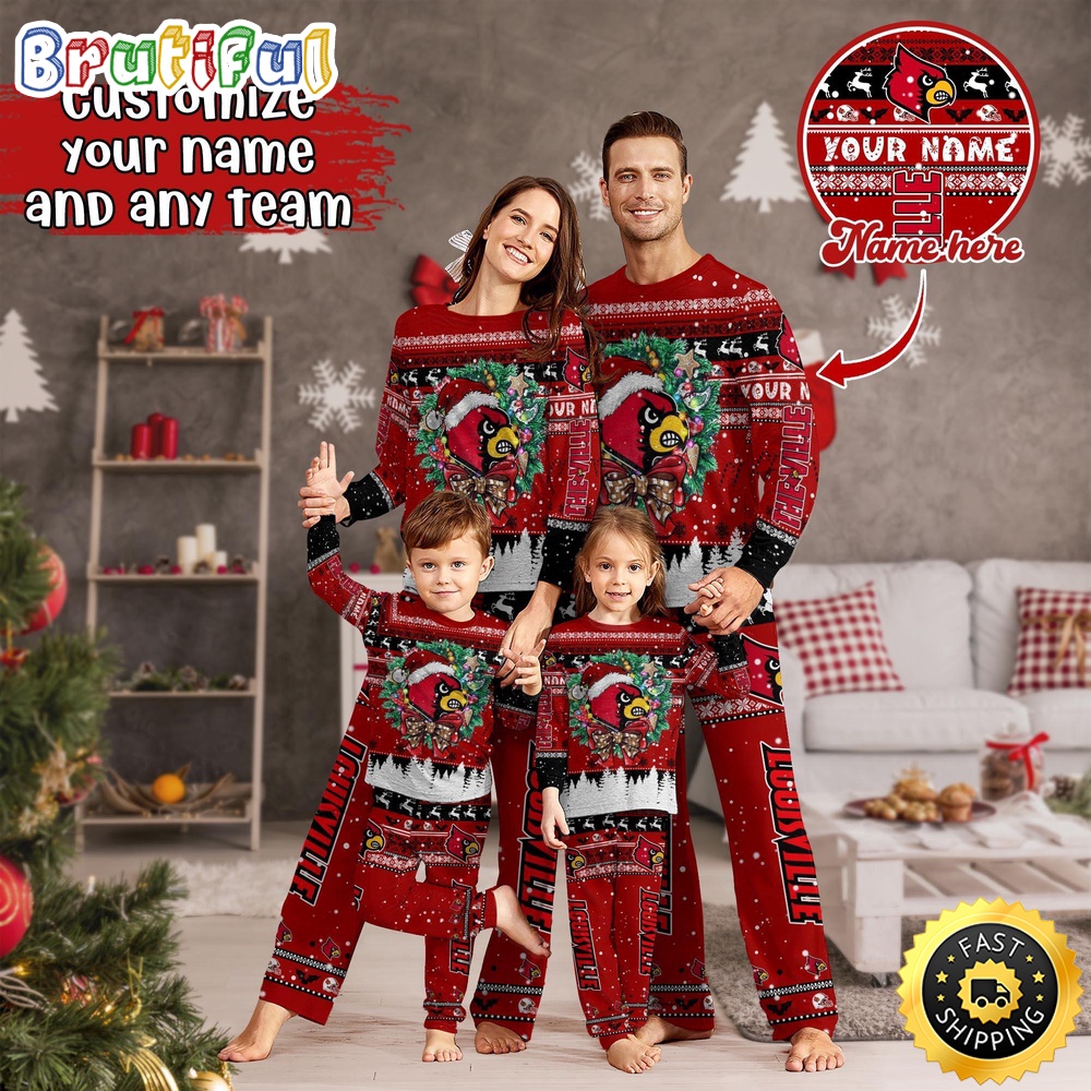 Sportswearmerch Louisville Cardinals NCAA Personalized Pajamas Family For Fan