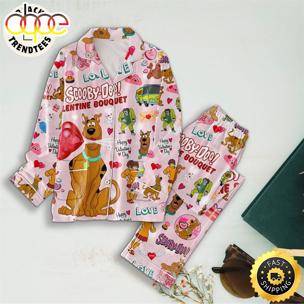 Sportswearmerch Love Scooby Doo Movie Valentine Bouquet Pink Design Christmas Personalized Pajamas For Fan