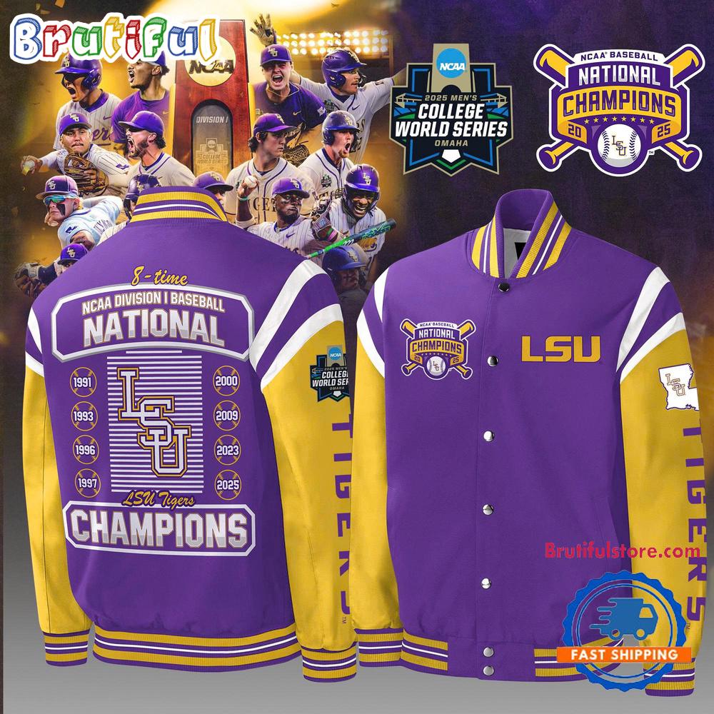 Sportswearmerch LSU Tigers NCAA Champions Personalized Baseball Jacket For Fan