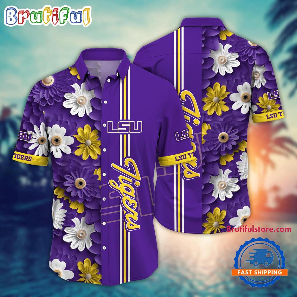 Sportswearmerch LSU Tigers NCAA Flower Summer Personalized Hawaiian Shirt For Fan