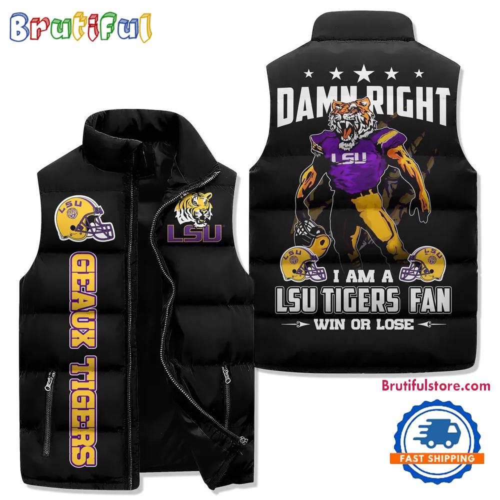 Sportswearmerch LSU Tigers NCAA Football Sleeveless Puffer Jacket For Fan