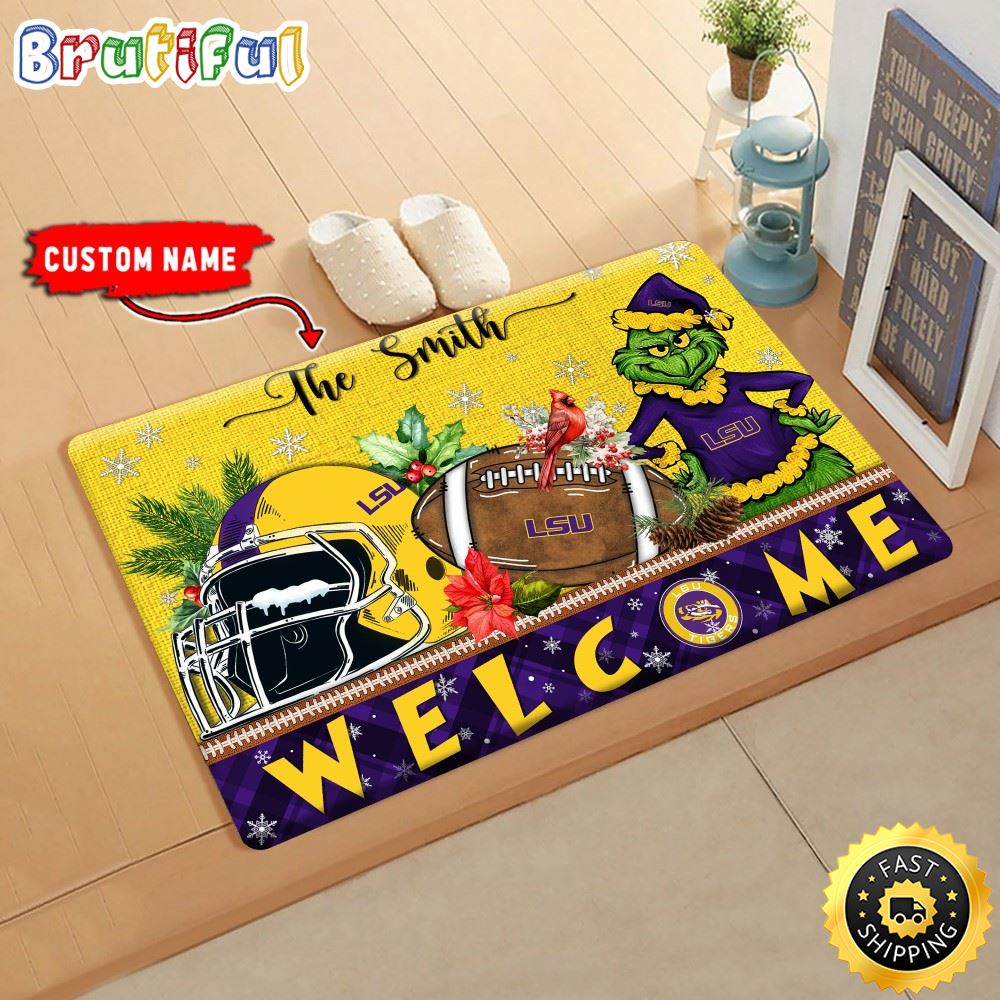 Sportswearmerch LSU Tigers NCAA Grinch Christmas Doormat For Fan