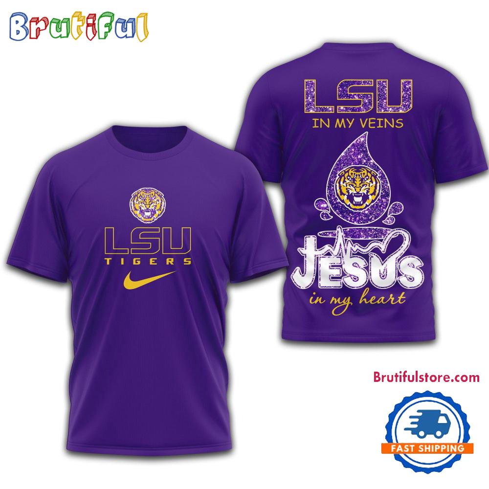 Sportswearmerch Lsu Tigers NCAA Jesus In My Heart T-Shirt For Fan