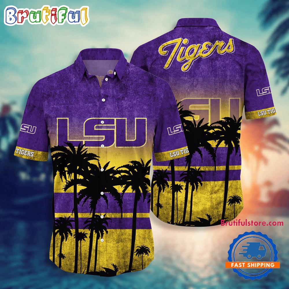 Sportswearmerch LSU Tigers NCAA Palm Tree Summer Beach Personalized Hawaiian Shirt For Fan