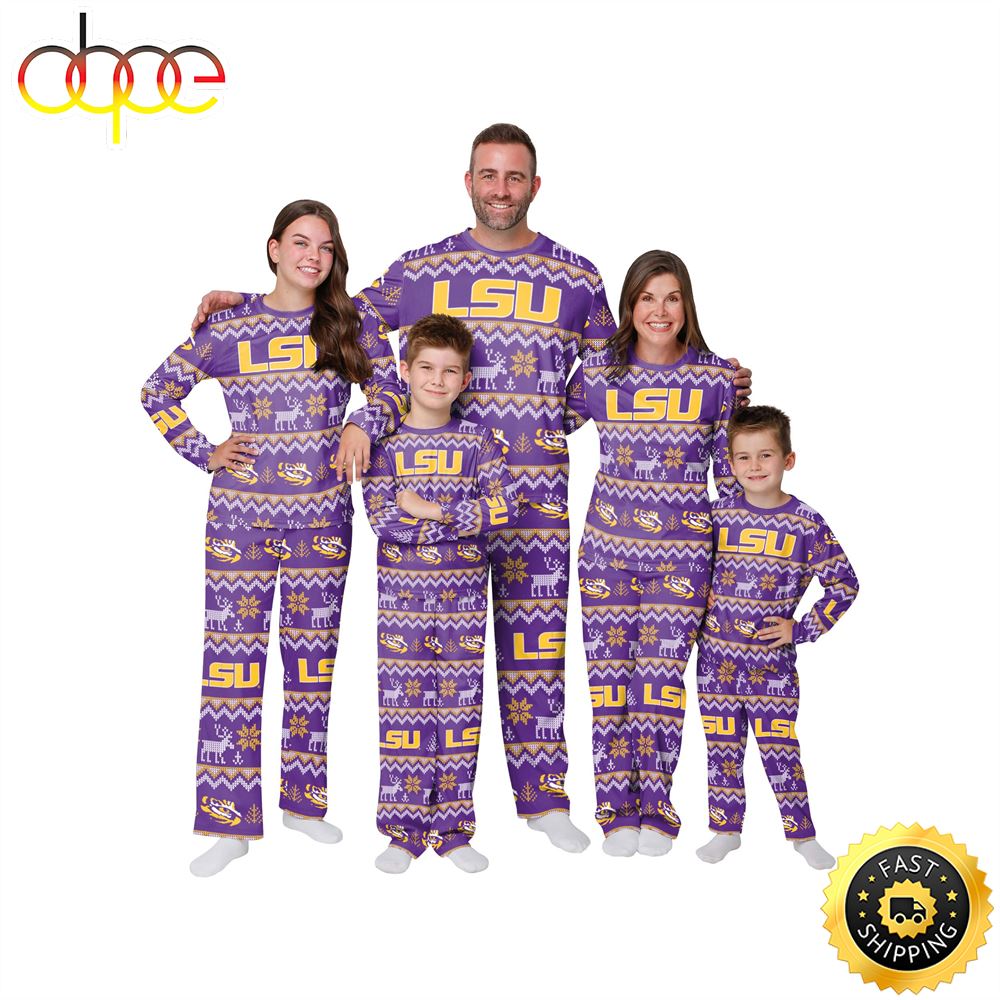 Sportswearmerch LSU Tigers NCAA Patterns Essentials Christmas Personalized Pajamas For Fan