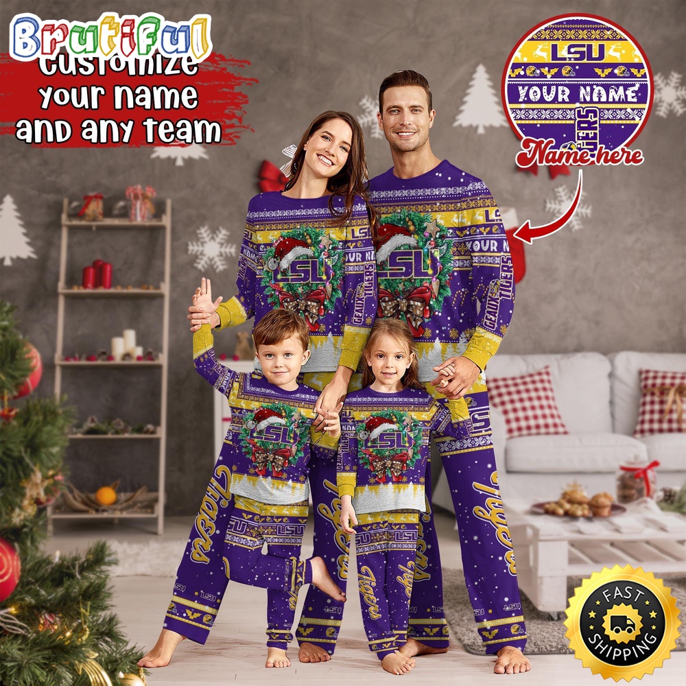 Sportswearmerch LSU Tigers NCAA Personalized Pajamas Family For Fan